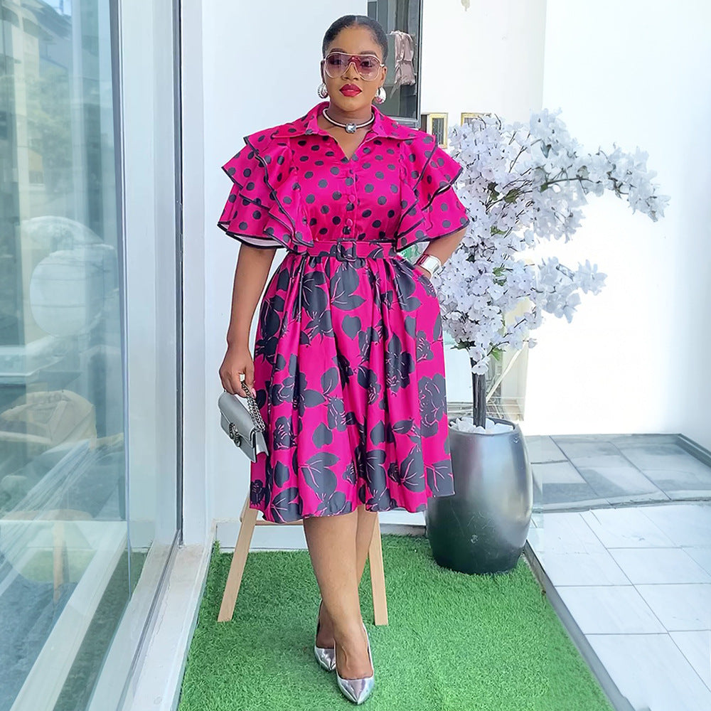 Women's Printed Shirt Dress A- Line African Dresses
