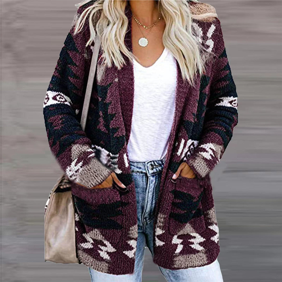 Women's Loose Halloween Christmas Style Printed Knitted Long Women's Sweater
