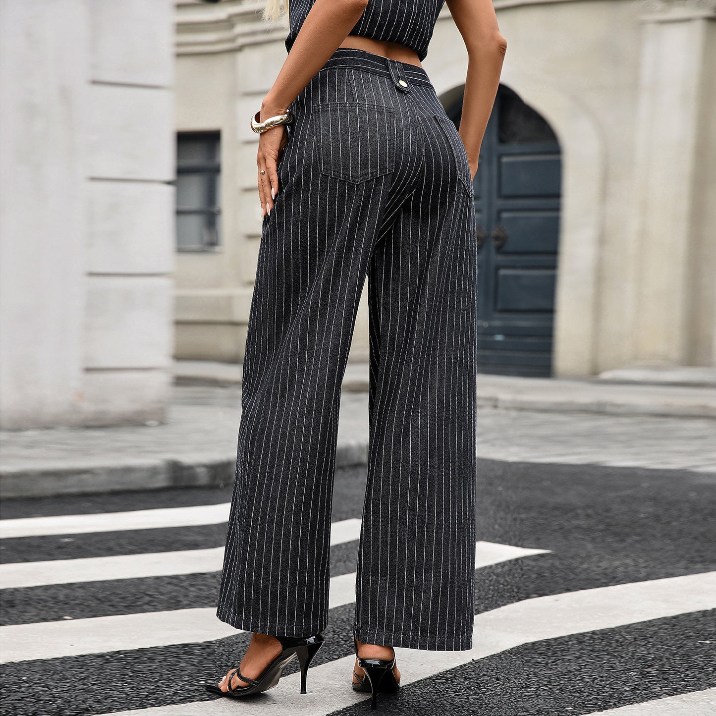 Women's Autumn Washed Fashionable Elegant Denim Sleeveless Fashion Casual Suit
