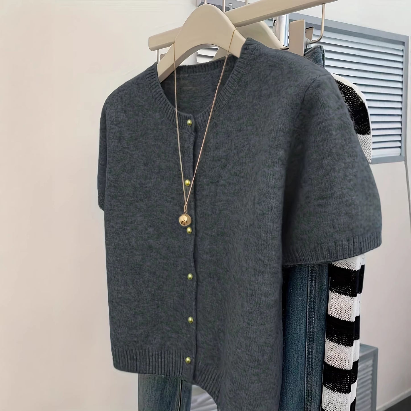 Women's Sleeve Knitted European Goods Round Neck Casual Cardigans