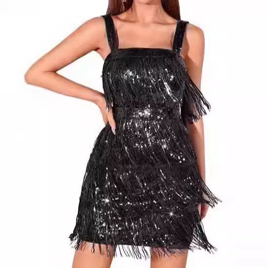 Sexy Tassel Sequin Sling Cocktail Party Skirts