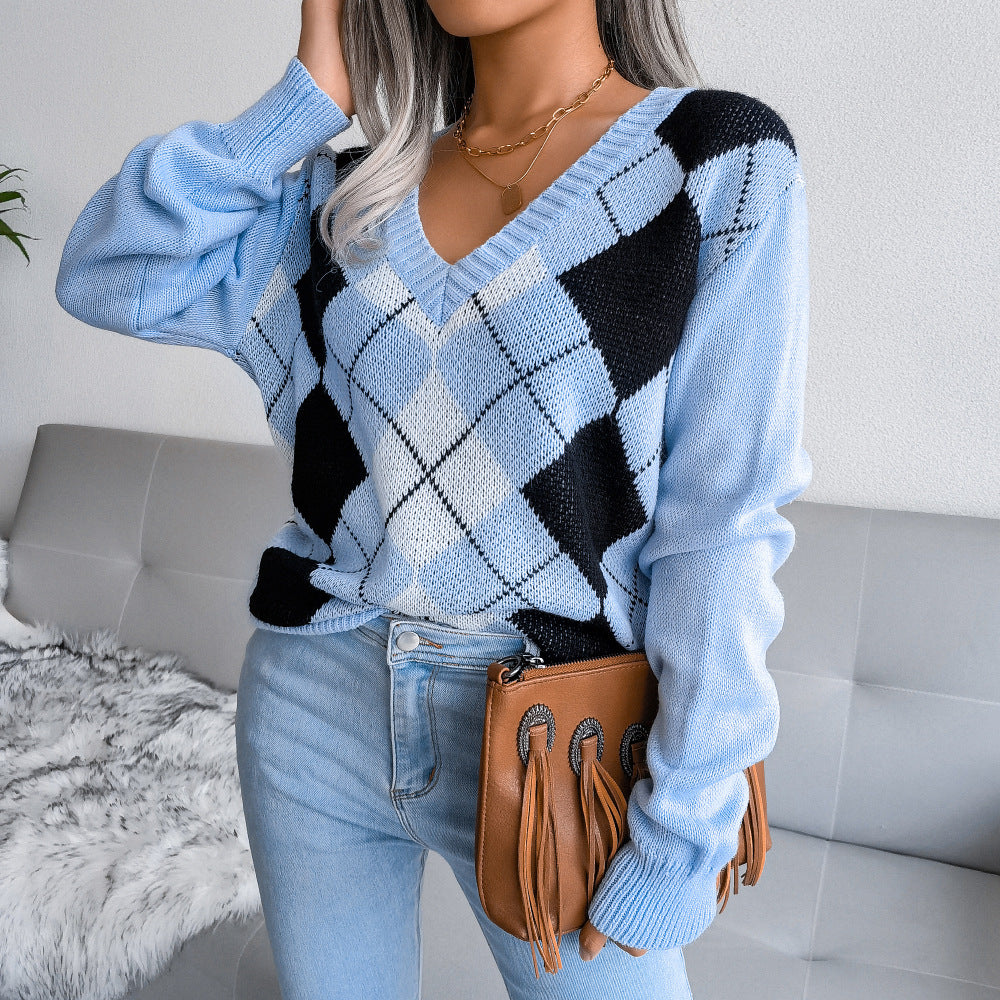 Women's Clearance College Style Rhombus Leisure Clothing