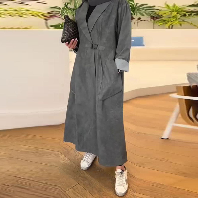 Model Temperament Leisure Fashion Mid-length Robe Coats