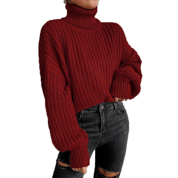 Women's Fashion Knitted Loose Pullover Turtleneck Sweater