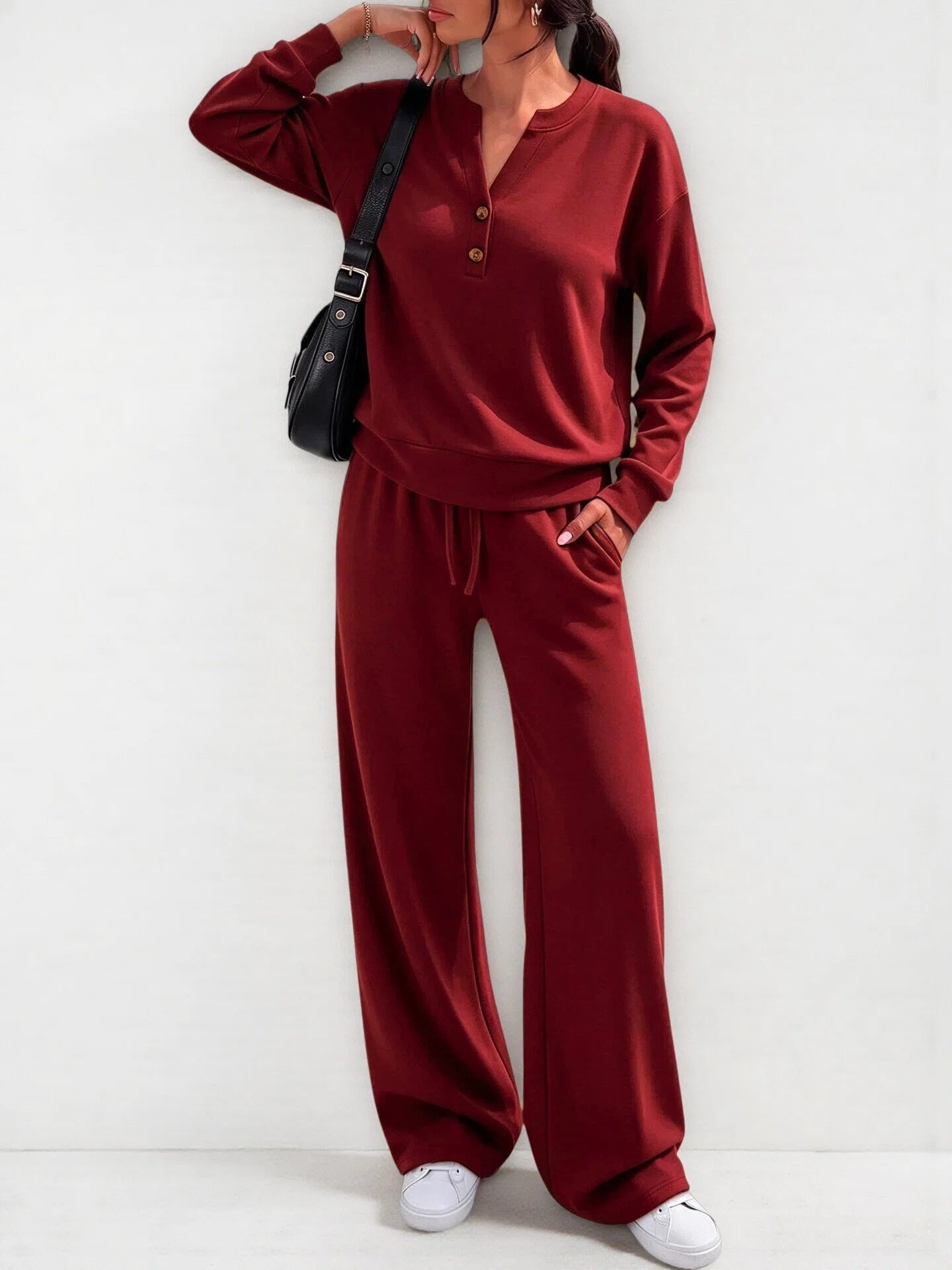 Women's Loose-fitting Long Sleeves Sports Two-piece Fashion Casual Suit