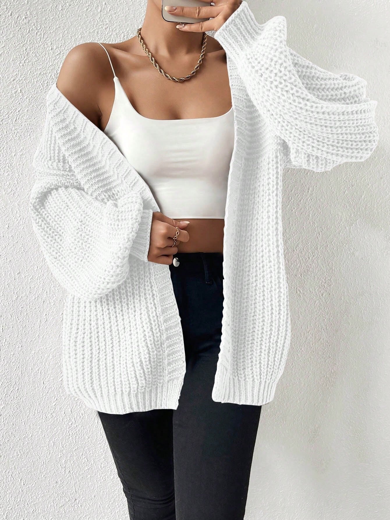 Knitted Solid Color Lazy Simple Versatile Cardigans