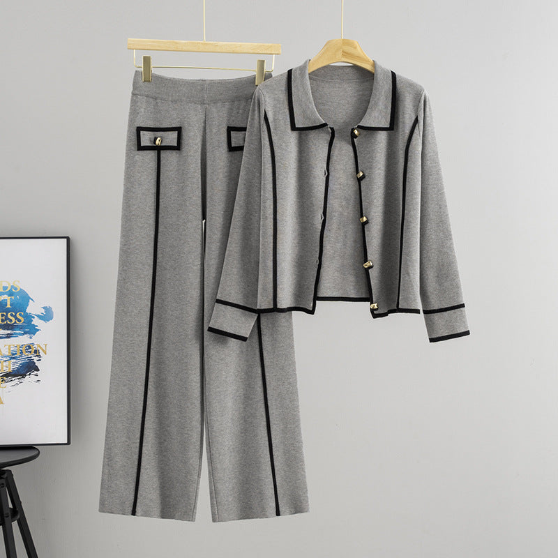 Women's High Sense Polo Collar Temperament Knitting Fashion Casual Suit