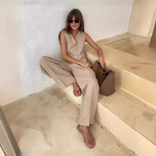 Women's Popular Casual Two-piece Fashion Sleeveless Suits