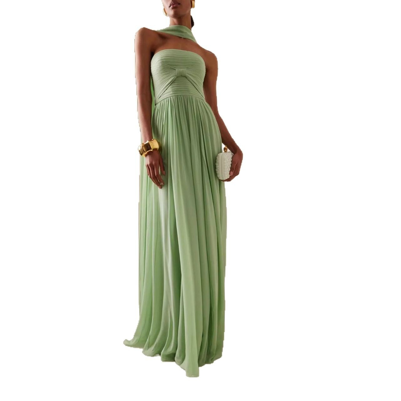 Women's Pleated Tube Dress Elegance Sleeveless Large Dresses