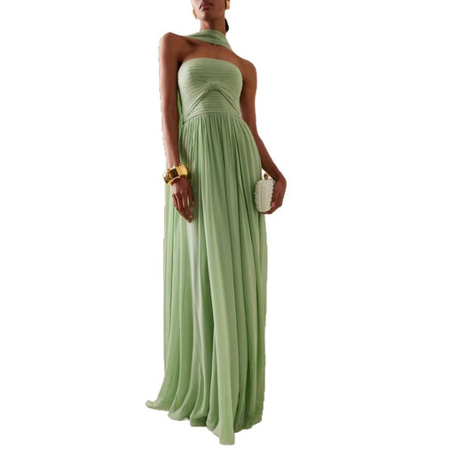 Women's Pleated Tube Dress Elegance Sleeveless Large Dresses