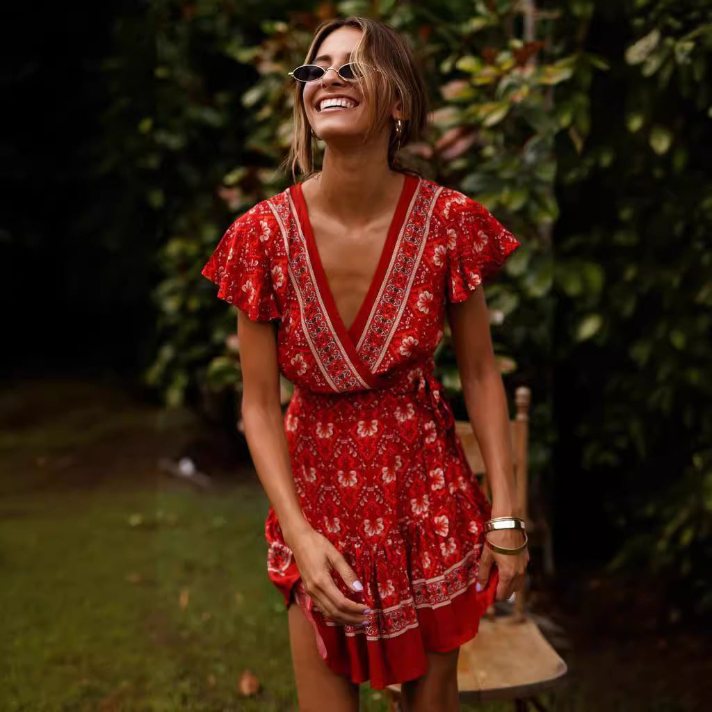 Beautiful Women's Summer Sexy Bohemian Printed Dress