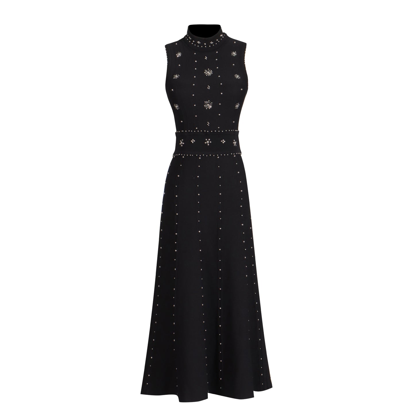 Long Summer Beads Rhinestones Sleeveless Waist Slimming Slim Fit Dresses