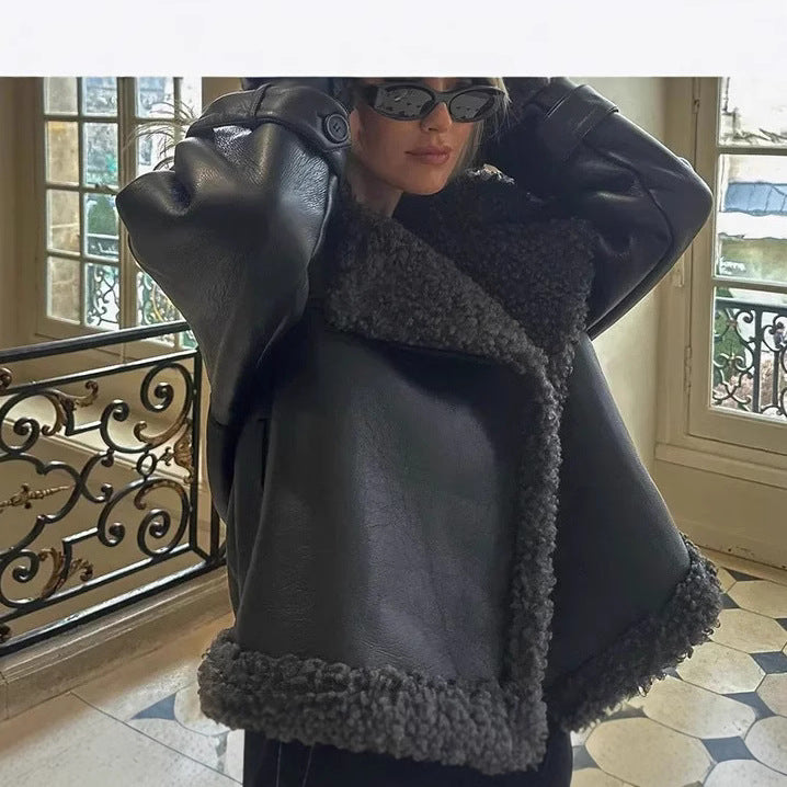 Women's Classy Creative Belt Waist Fur Jackets