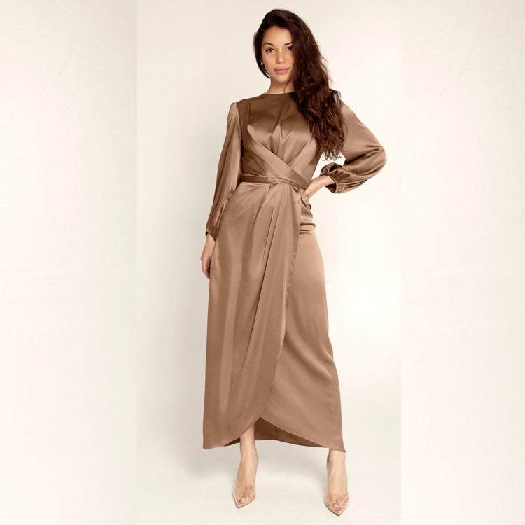 Women's Soft Waist Urban Style Satin Long Dress