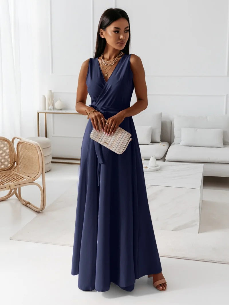 Graceful Slouchy Women's Solid Color Formal Dress