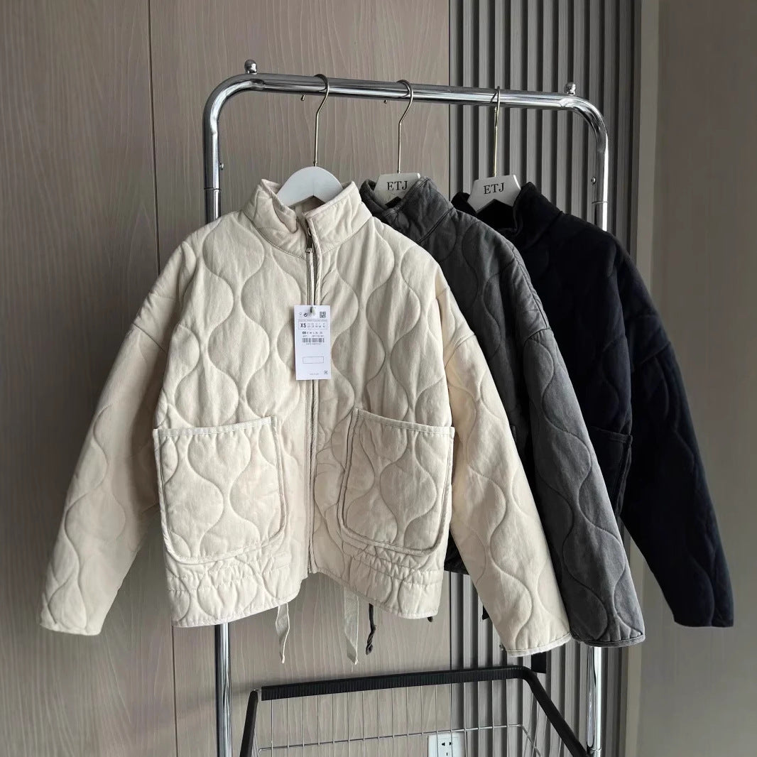 Versatile Trendy Rhombus Quilted Baggy Casual Coats