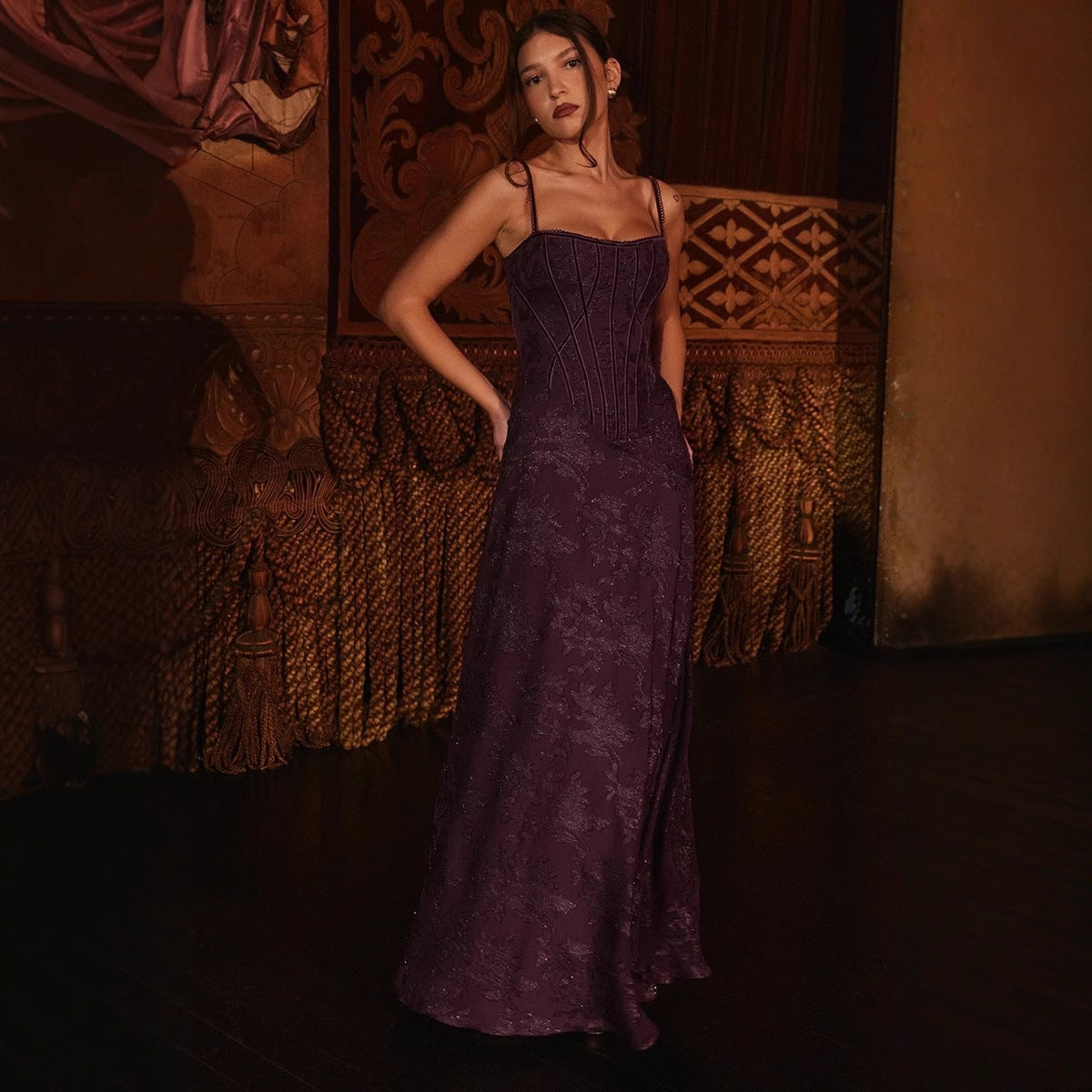 Women's Sling Tulle Formal Dress Flower Lace Dresses