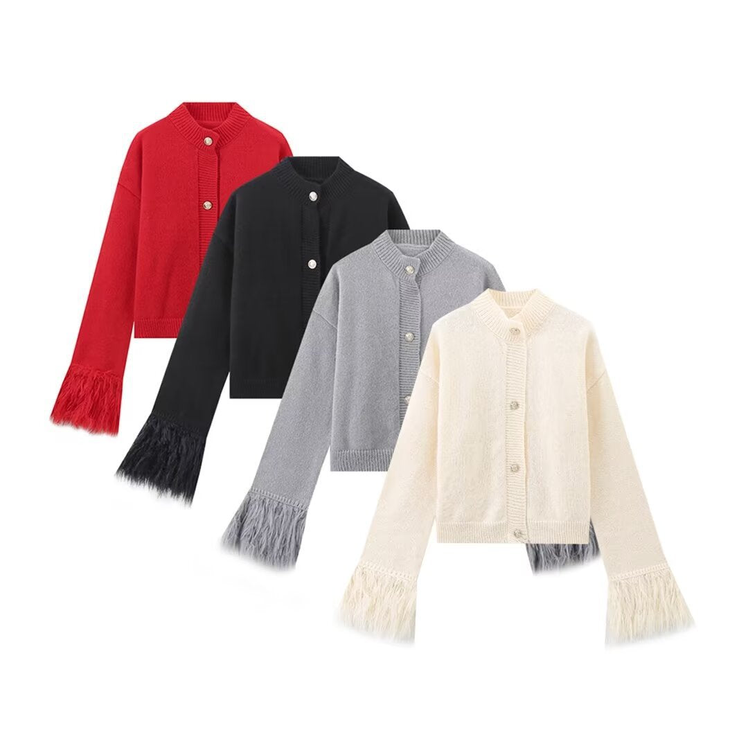 Women's Trendy Cuff Fur Stitching Commuter Sweaters