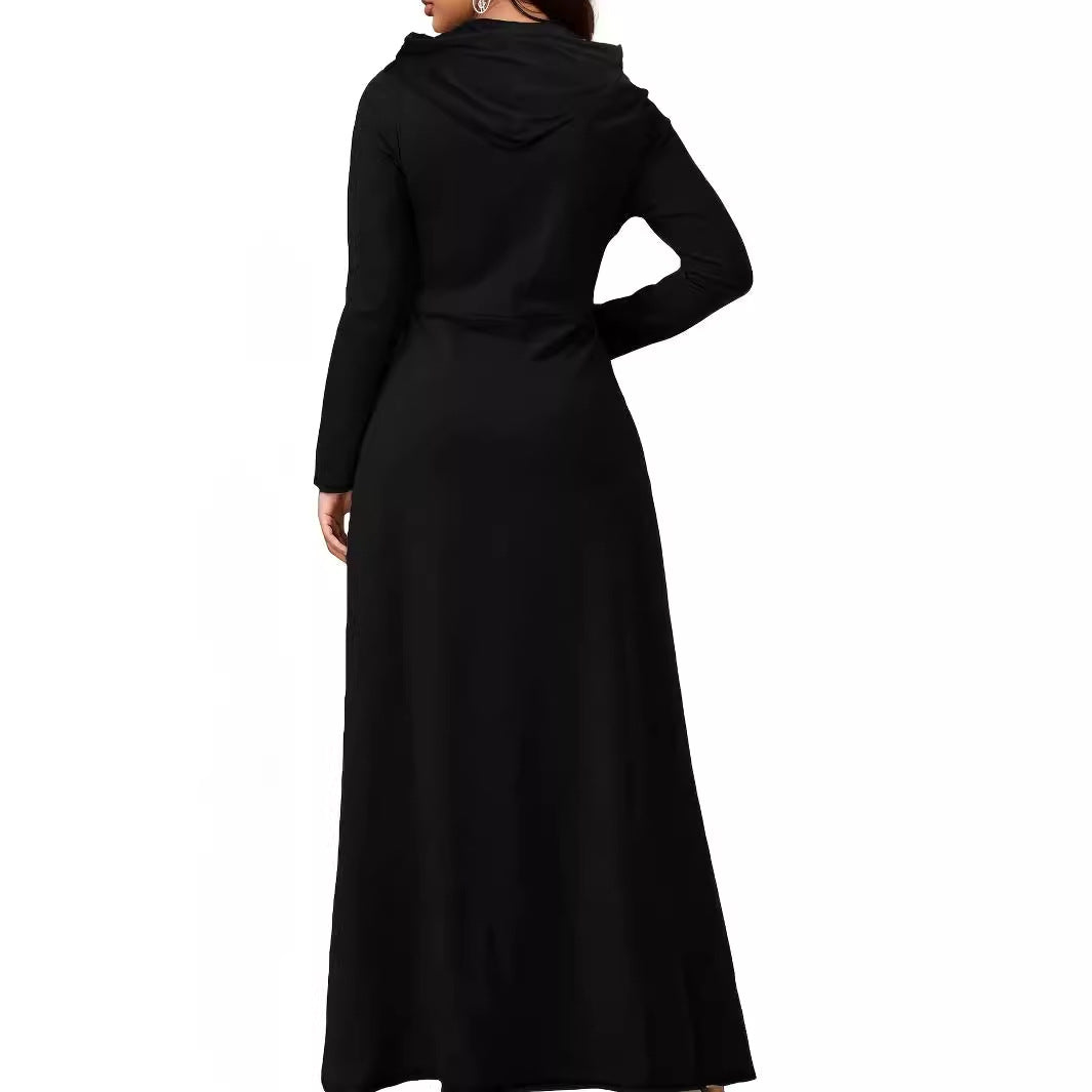Women's Sexy Solid Color Long Hooded Dress Dresses
