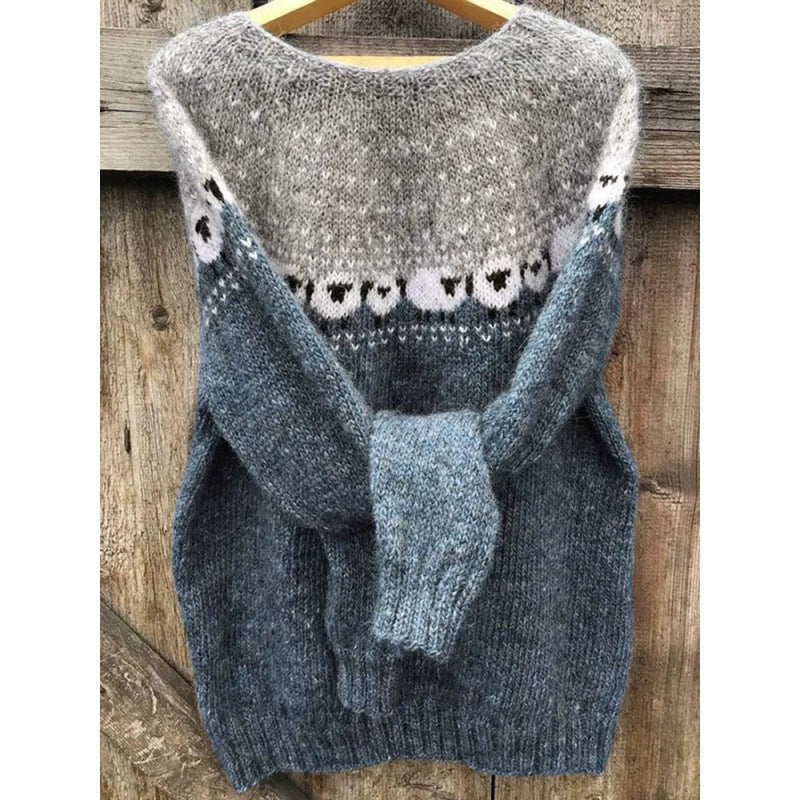 Women's Round Neck Multicolor Loose Fashion Pullover Sweater