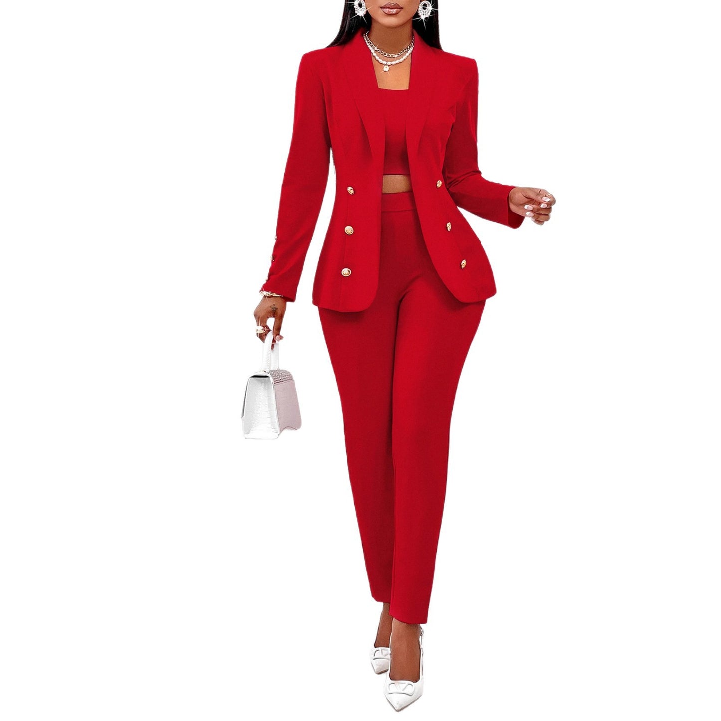 Women's Fashion Long Sleeve Small Outfit Three-piece Suits