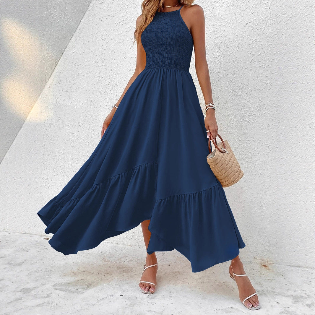 Cool Popular Solid Color Asymmetric Suspender Dress