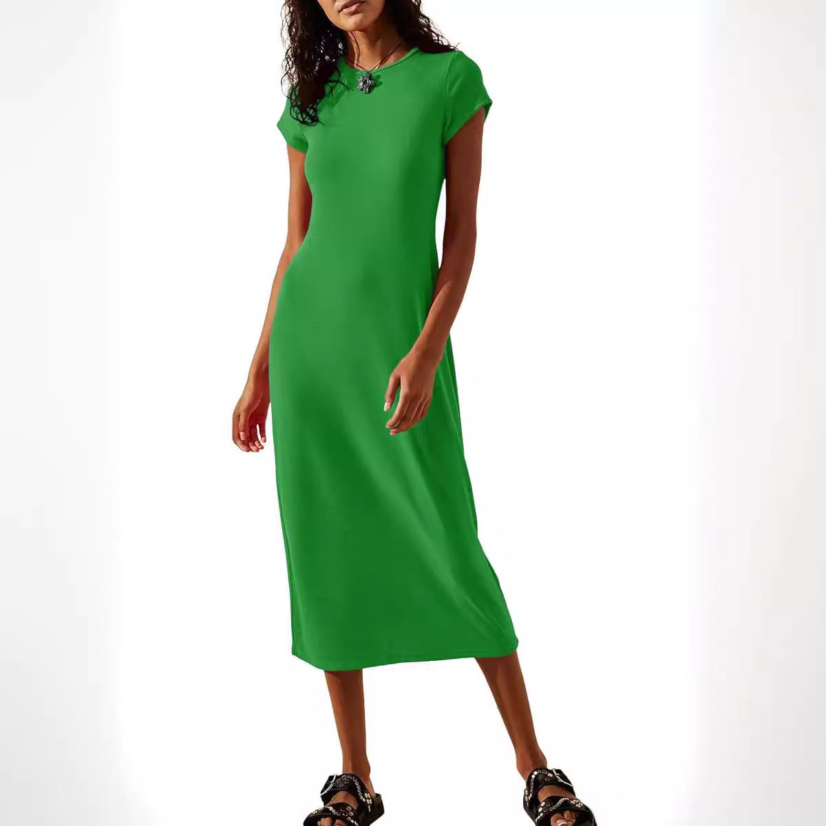 Women's Popular Solid Color Sexy Sleeve Sheath Dress