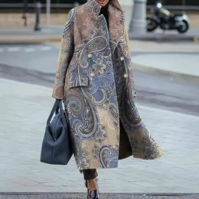 Printed Slim Fit Temperament Commute Pocket Coats