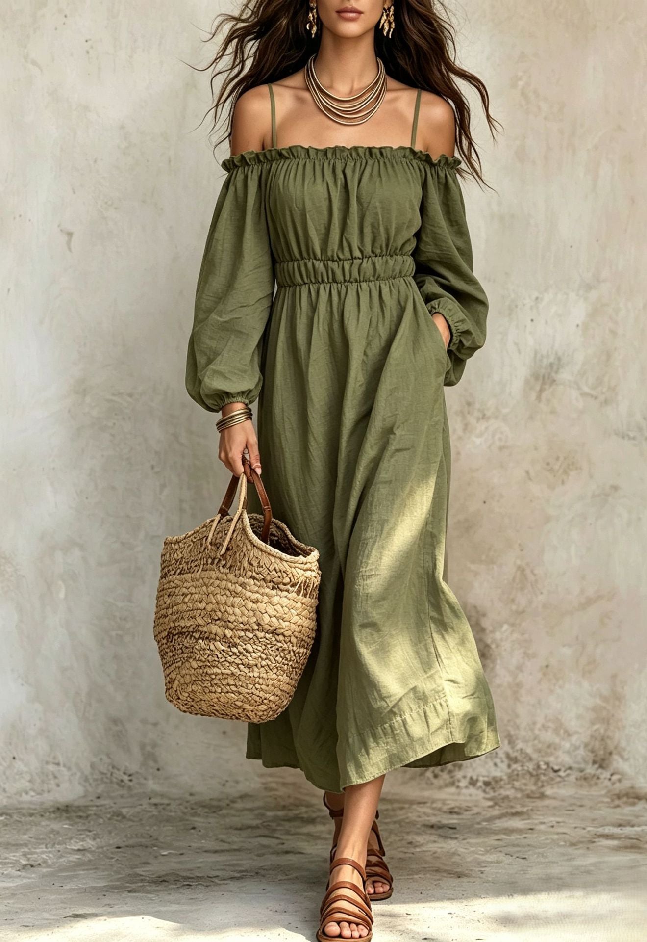 Vacation Style Suspender Stitching Sweet Waist Dress