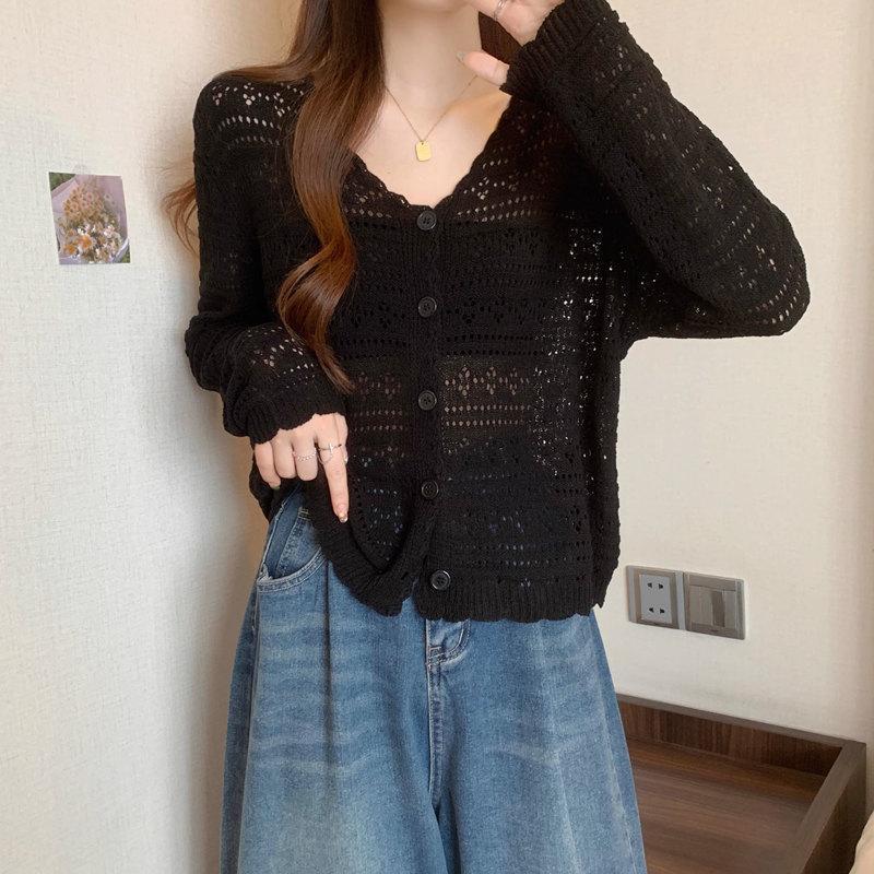 Women's Summer Solid Color Thin Hollow Shawl Women's Sweater