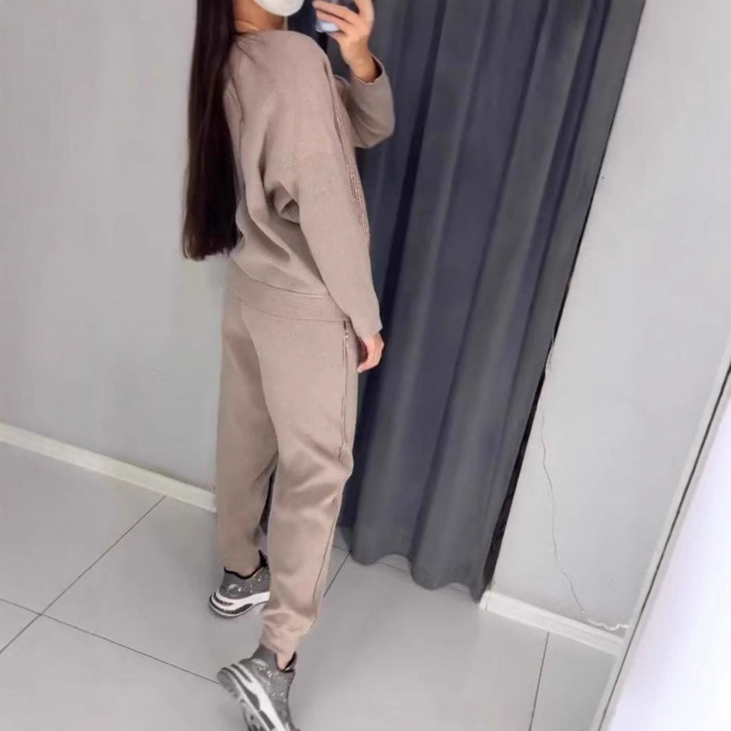Women's Solid Color Rhinestone Long Sleeve Round Suits