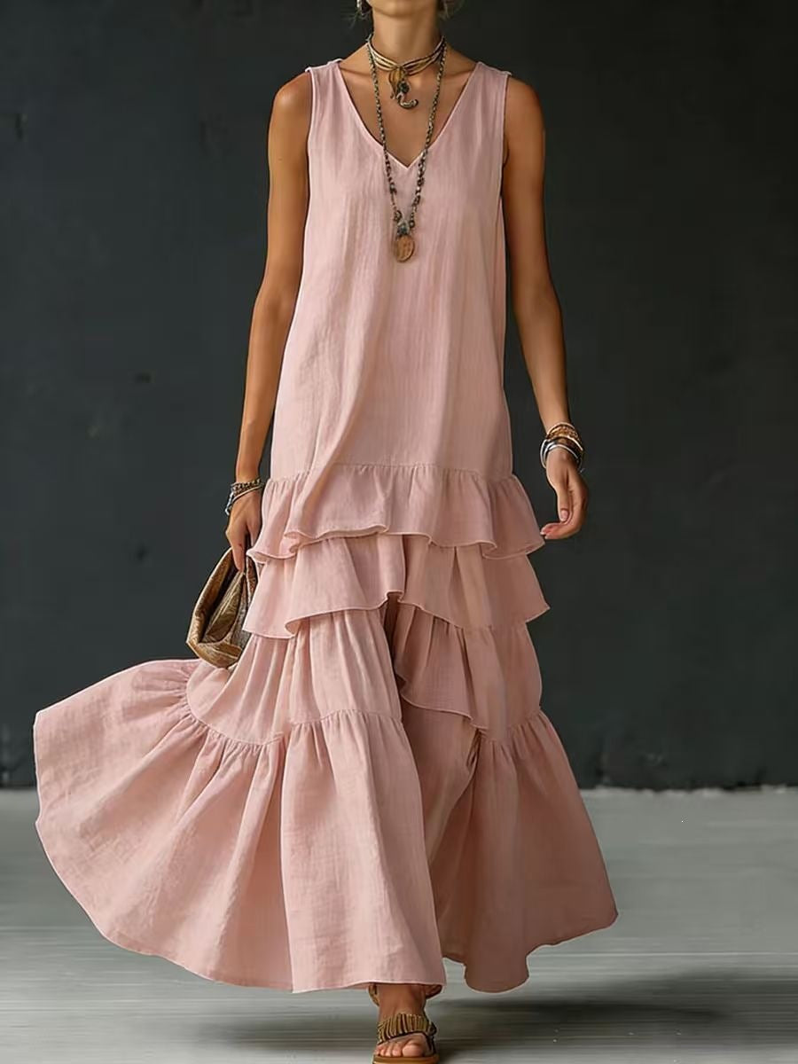 Women's Spring Solid Color Loose Large Sleeveless Dress