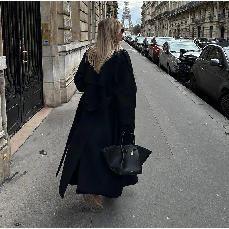 Women's Trench Elegant Lapel Large Casual Long Double Coats