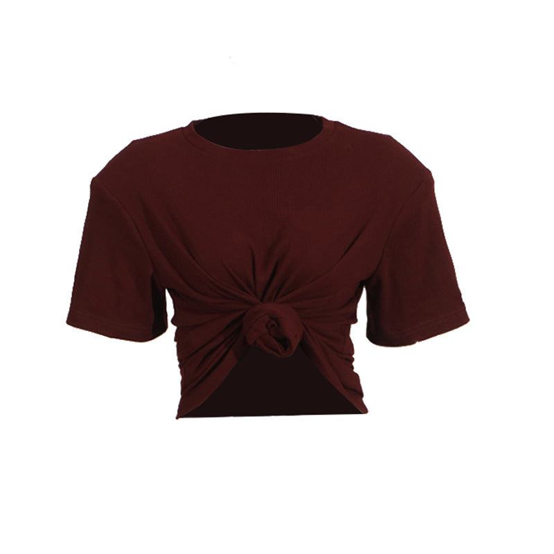 Women's Summer Fashion Round Neck Solid Color Minimalist Blouses