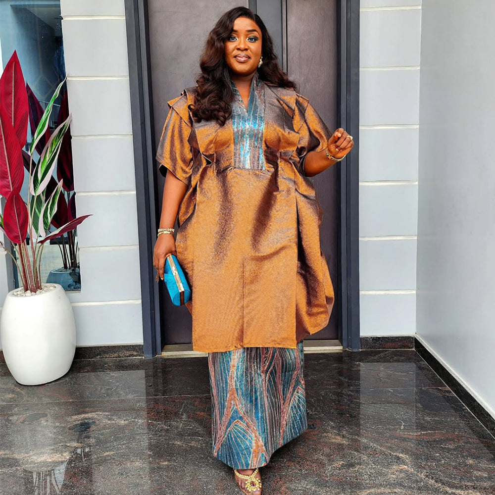 Women's Wear Fashion Robe Mid-length Dress Set Suits