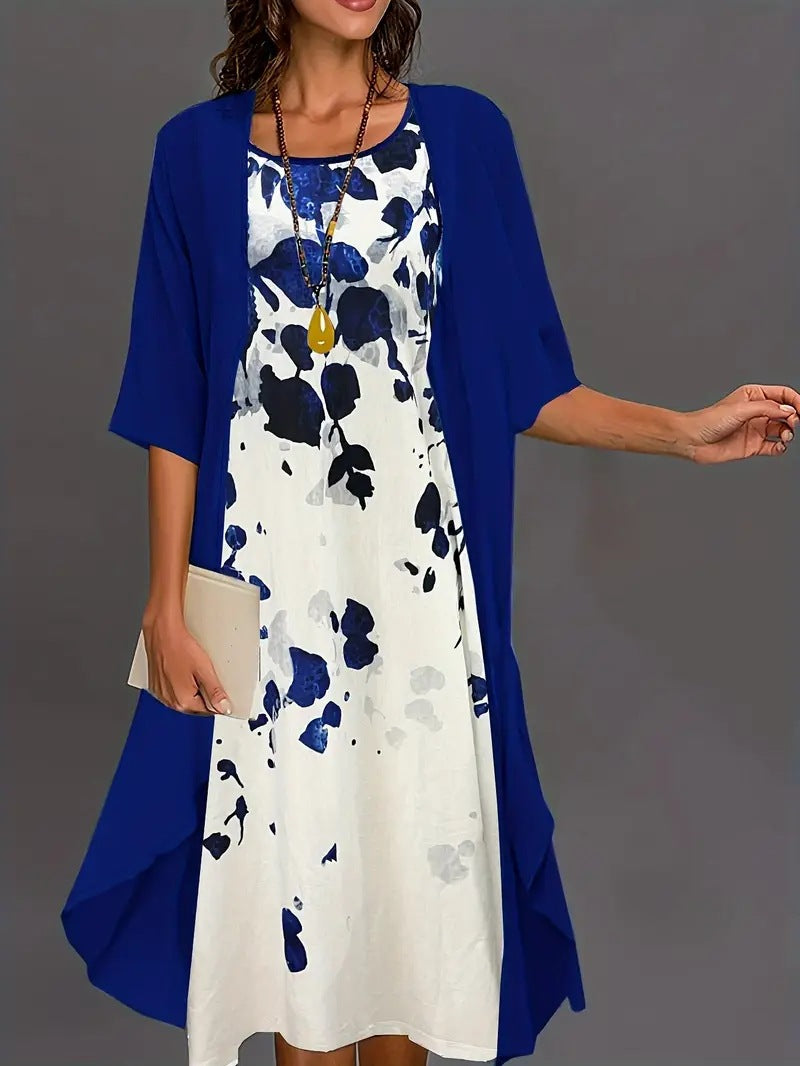 Summer Printed Long Sleeve Loose Two-piece Dress