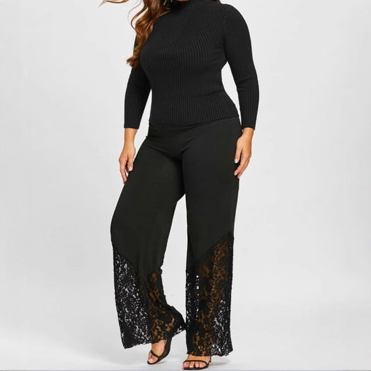 Women's Glamorous Casual Stitching Lace Fat Pants