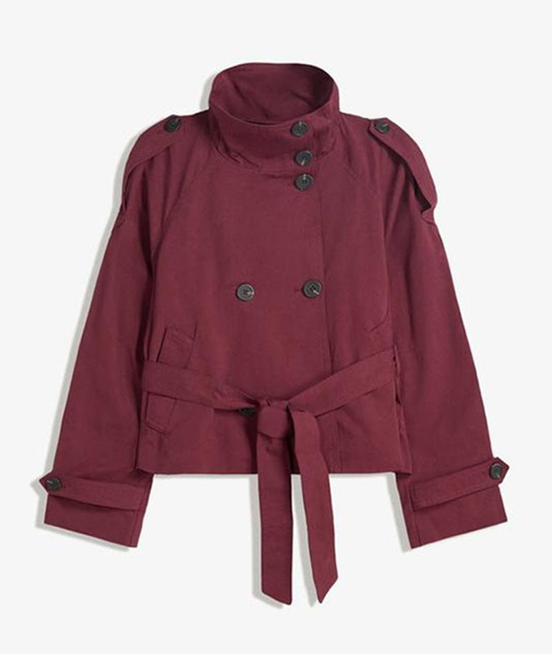 Women's Temperament Commute Stand Collar Double Breasted Coats