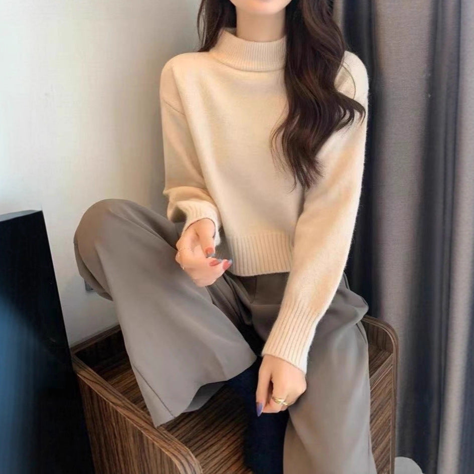 Women's Turtleneck Loose Soft Glutinous Knitted Bottoming Tops
