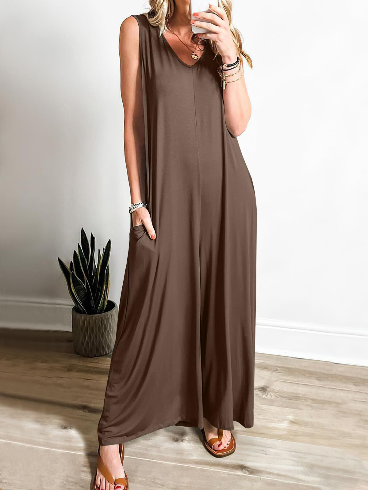 Women's Summer Fresh Casual Pocket Thin Jumpsuits
