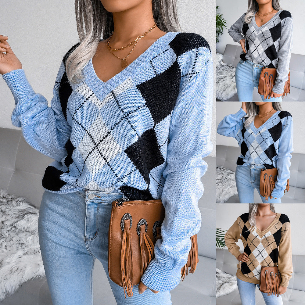 Women's Clearance College Style Rhombus Leisure Clothing
