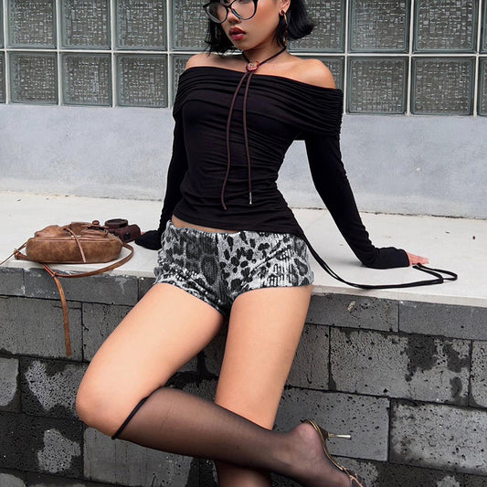 Women's Sexy Hot Style Sequin Leopard Print Ultra Night Club Shorts