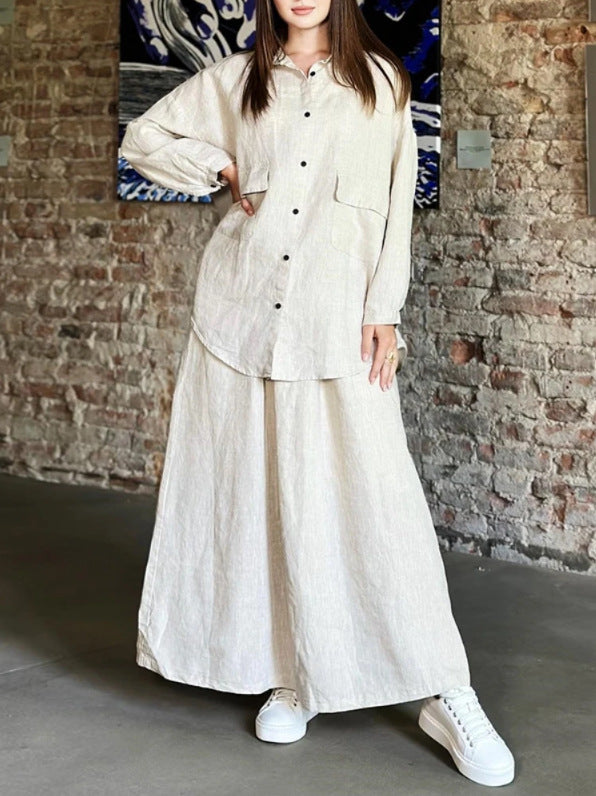 Women's Autumn Retro Lapels Long Sleeve Shirt Suits