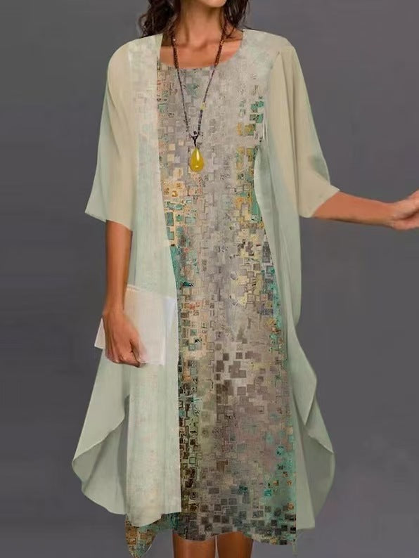 Innovative Fashion Elegant Chiffon Two-piece Set Dress