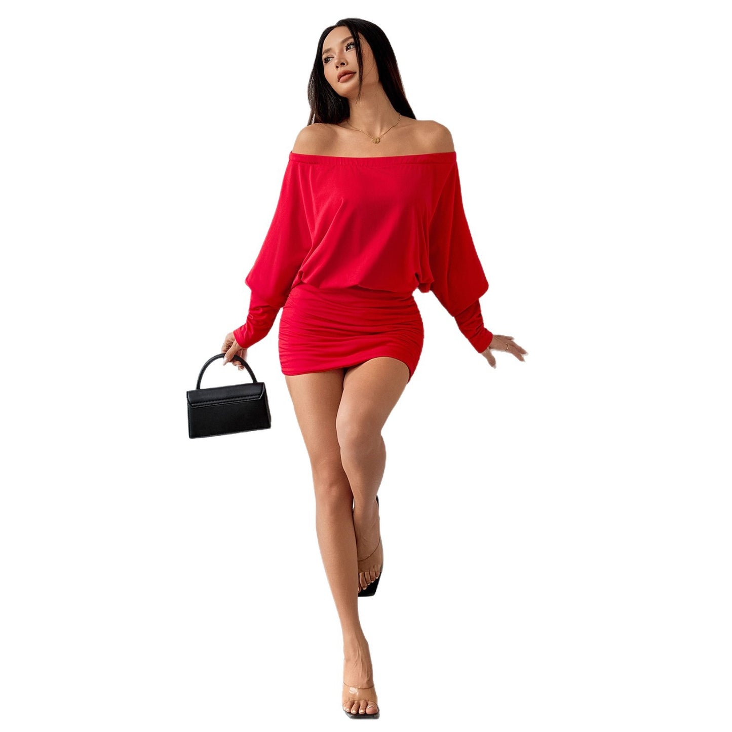 Women's Sexy Fashion Hip Solid Color Long Dress