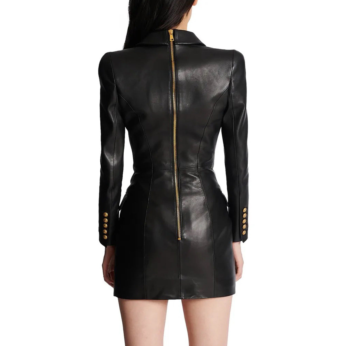 Women's Fashion Simple Temperament Slim Slimming Leather Dresses