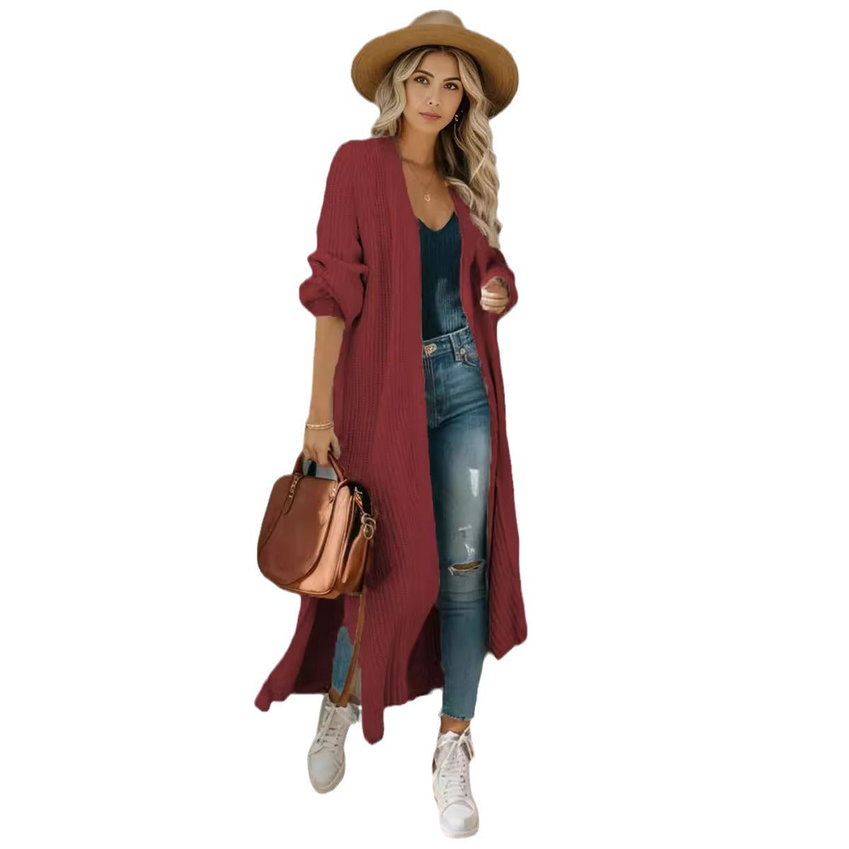 Cool Women's Knitted Long Slit Loose Women's Sweater