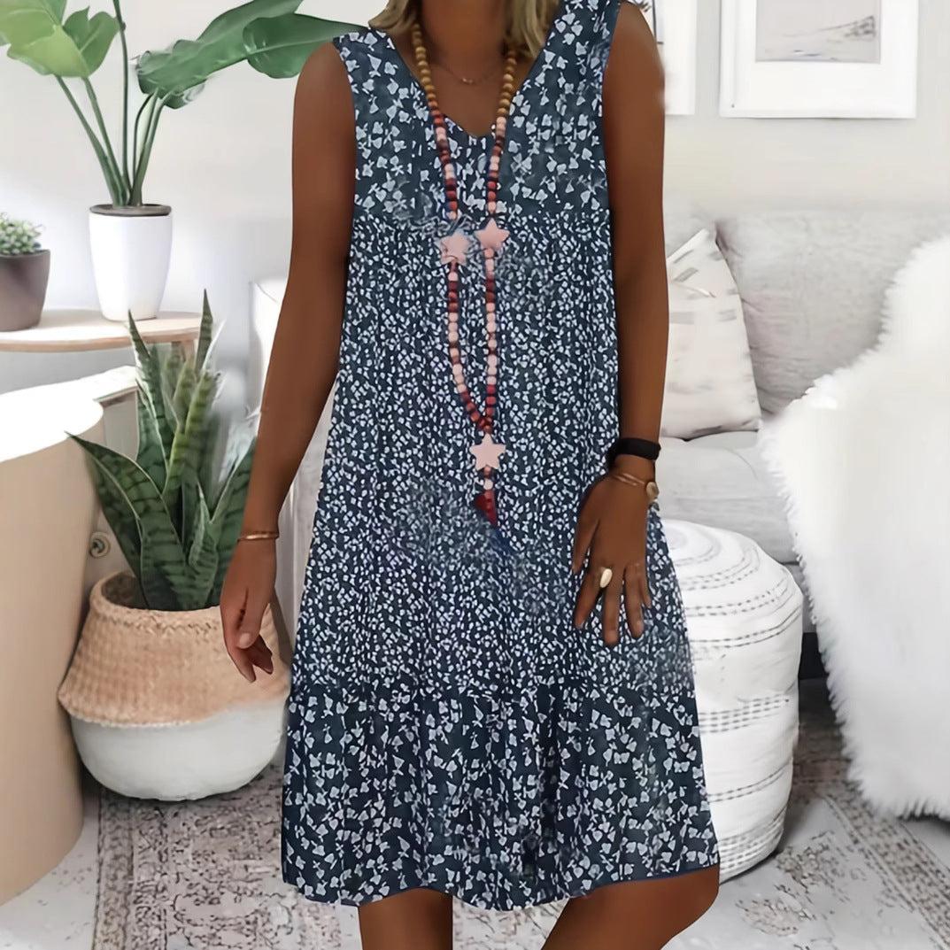 Women's Large Retro Full Body Printed Tape Dress