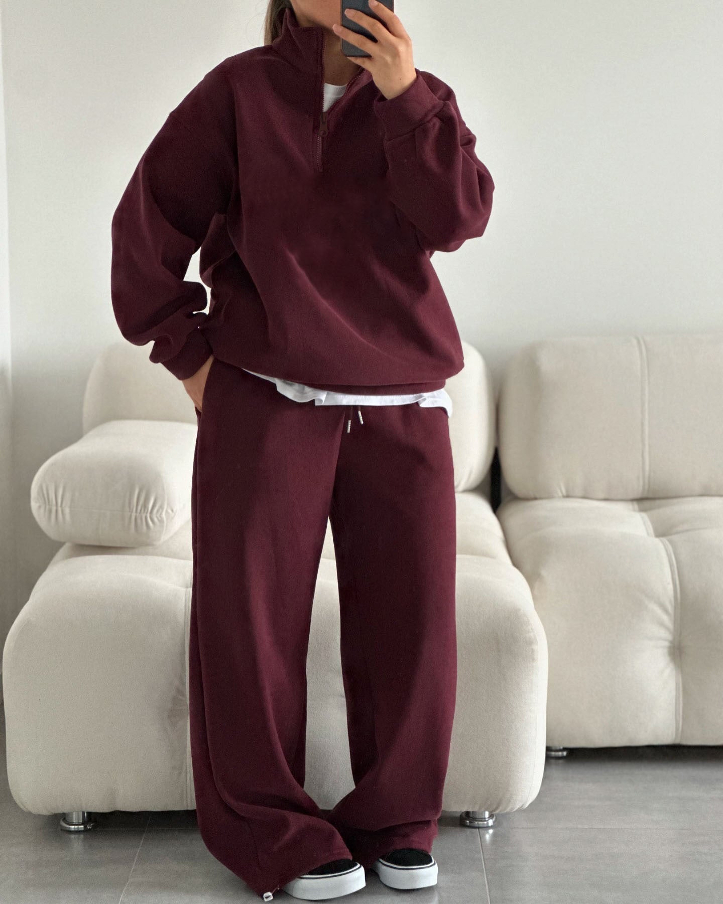 Collar Long-sleeved Trousers Casual Pullover Two-piece Suits
