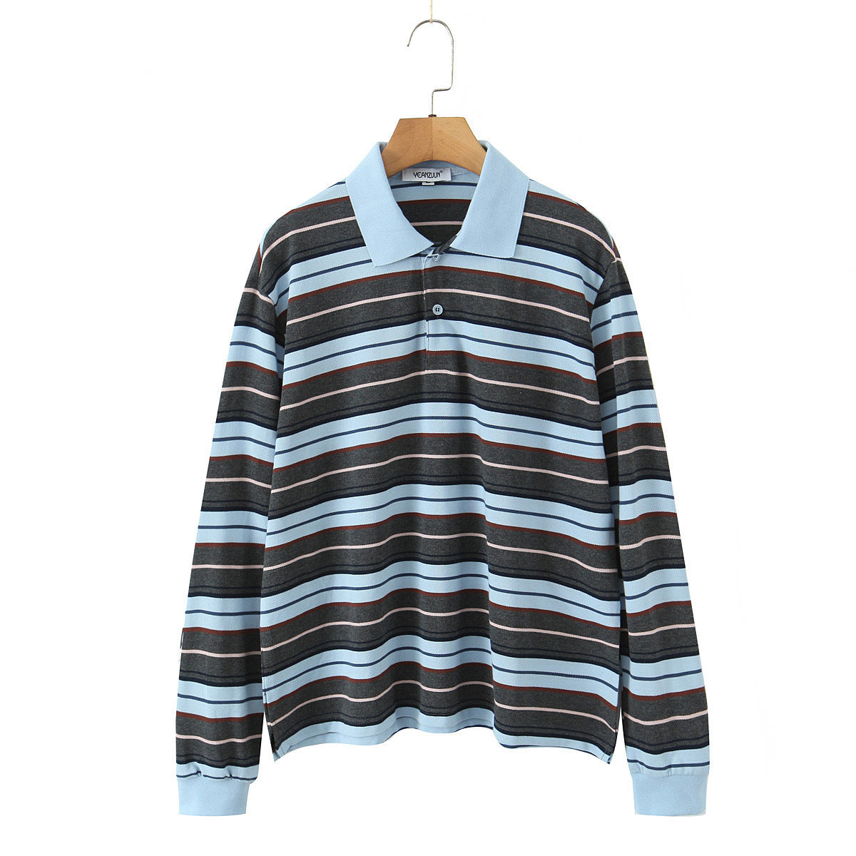 Women's Autumn Collar Long Sleeve Contrast Color Blouses